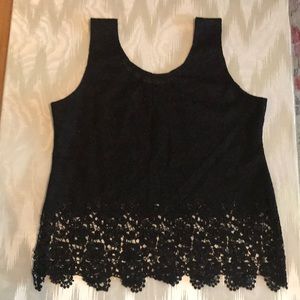 NWOT Black Crop with Lace Detail